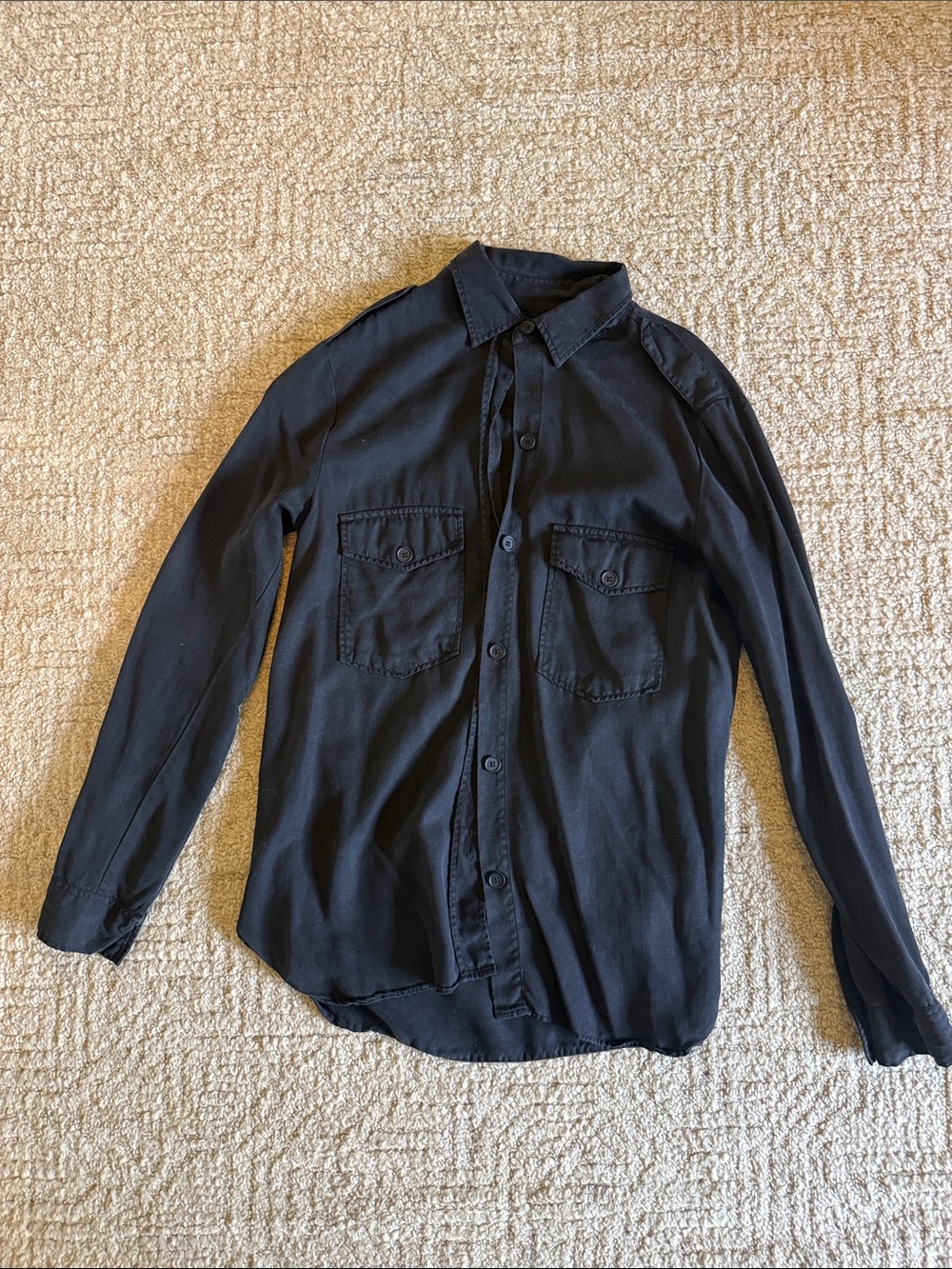 Zara Black Long-Sleeve Casual Button-Down Shirt